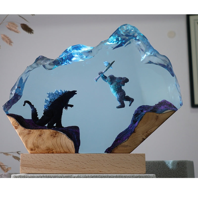 Titan Clash Resin Lamp, angled view