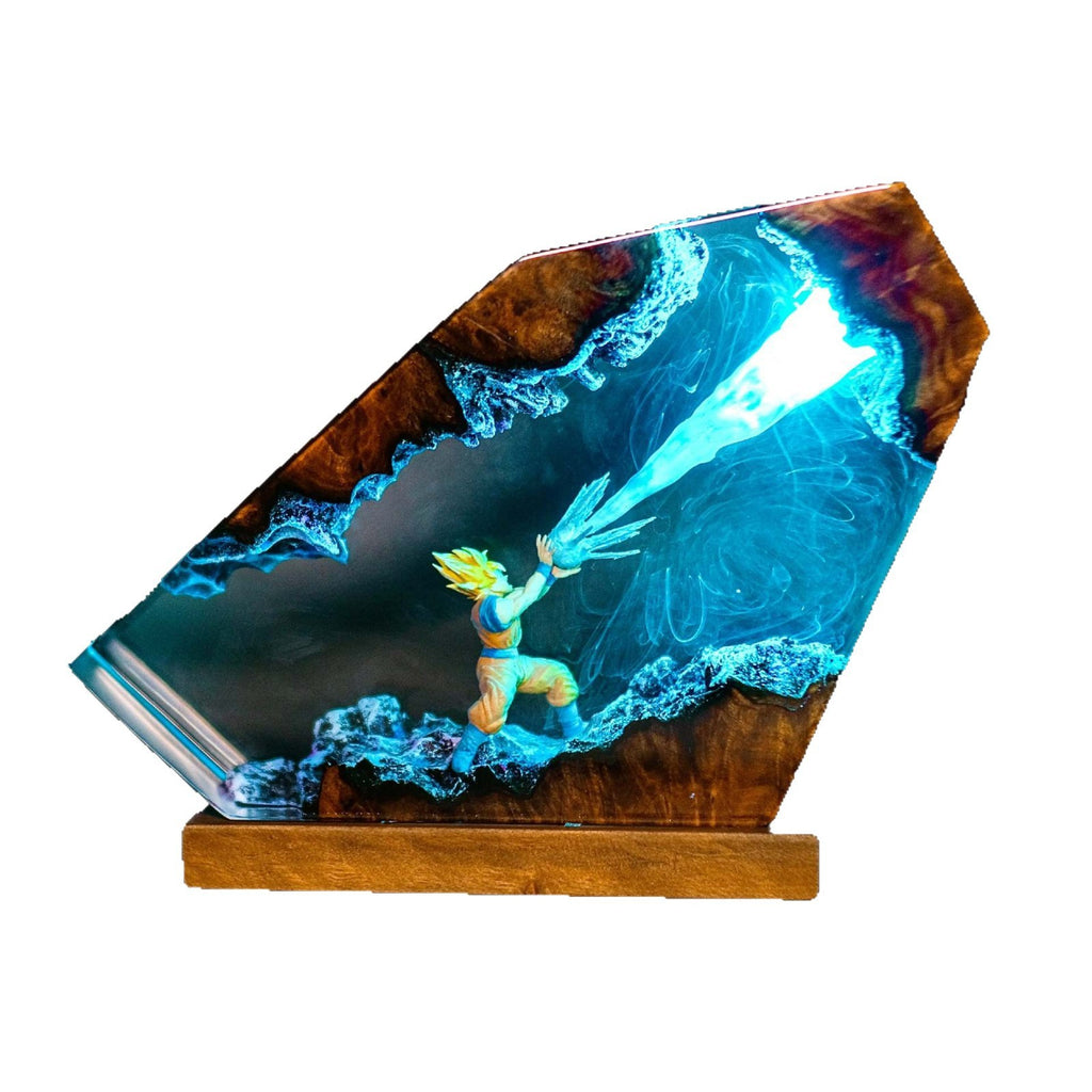Golden Aura Resin Lamp on a desk