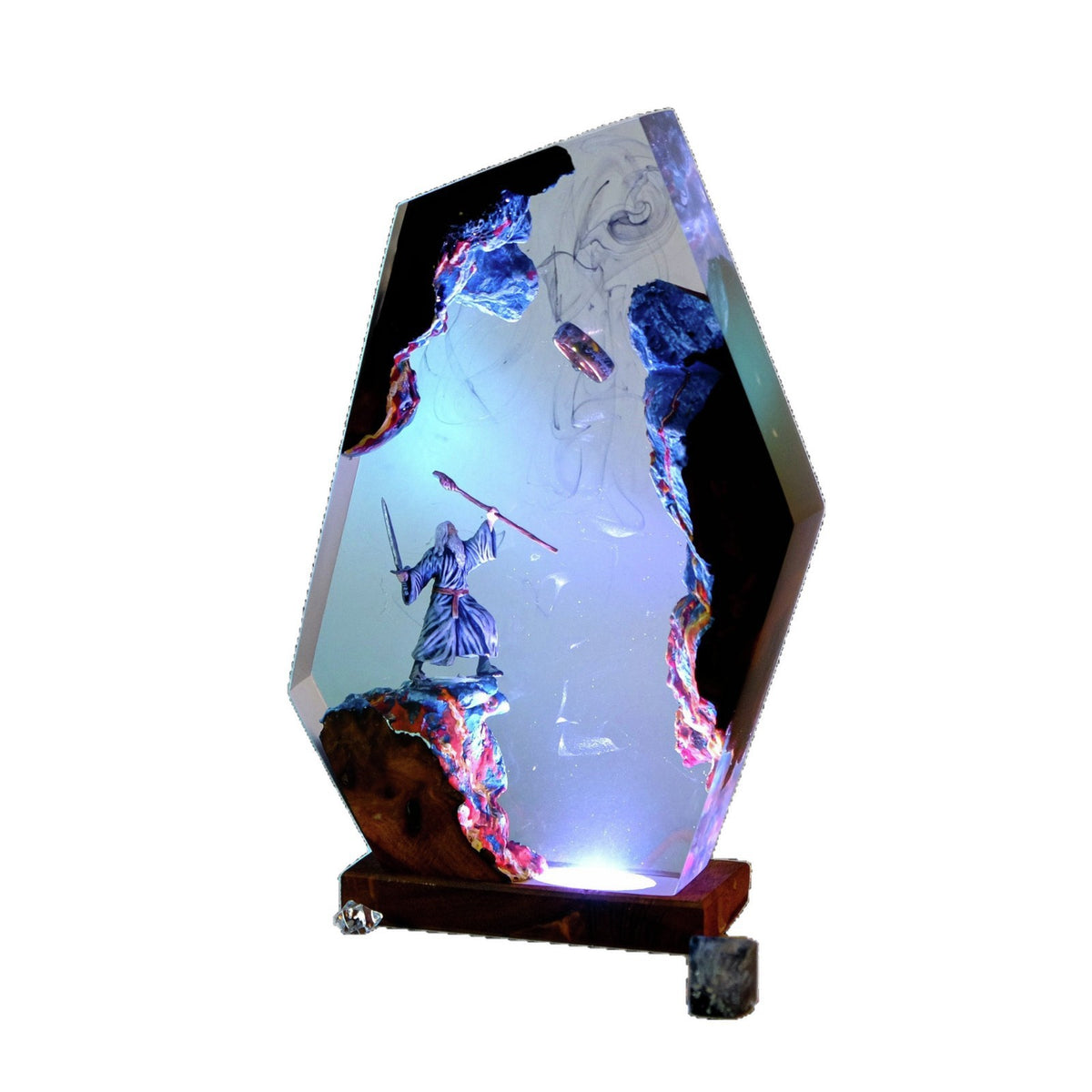 Resin lamp on a desk