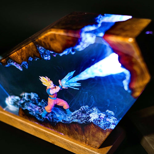 Golden Aura Resin Lamp, angled view
