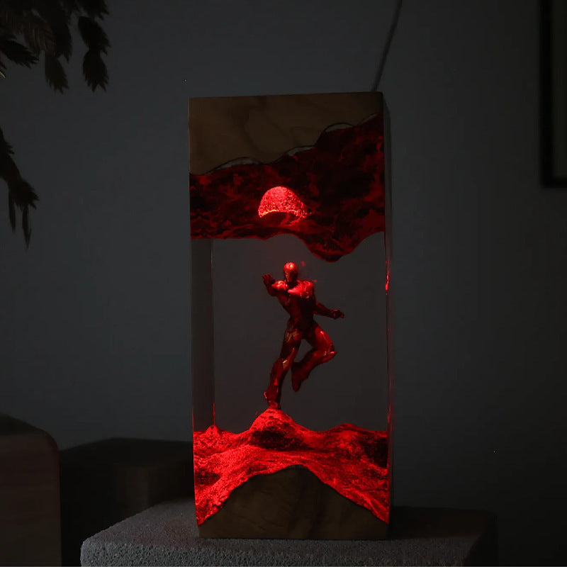 Detail of the scene inside the clear epoxy